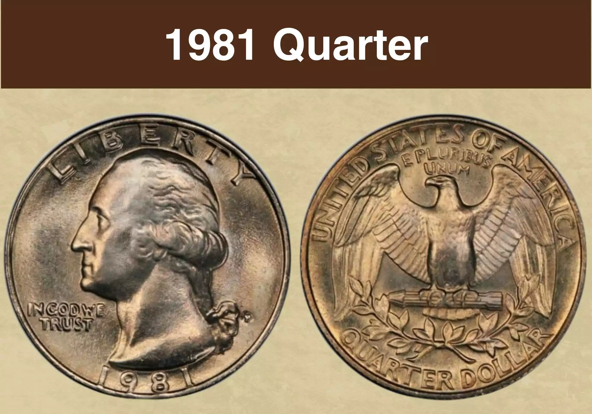 1981 Washington Quarter obverse and reverse showing George Washington portrait and heraldic eagle design